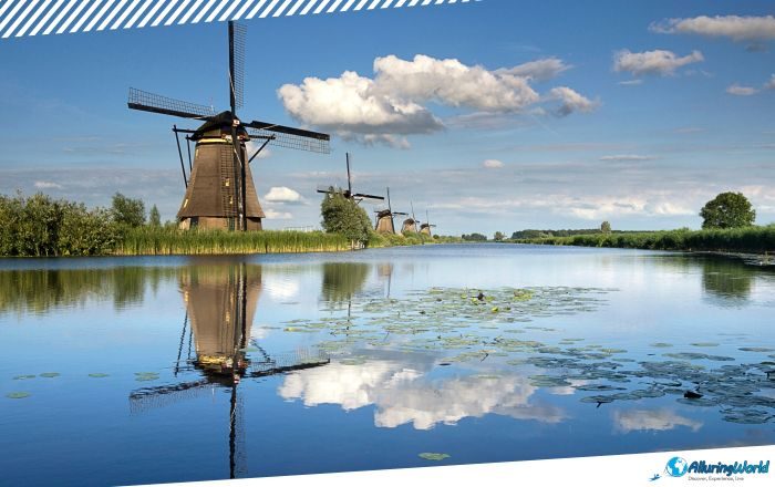 2 Windmills at Kinderdijk in the Netherlands