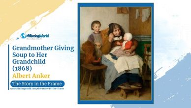 Vertical - Grandmother Giving Soup to her Grandchild - The Story in the Frame