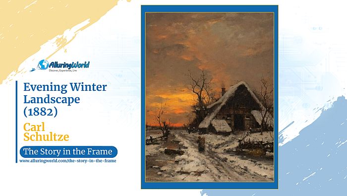 Evening Winter Landscape by Carl Schultze - Vertical - The Story in the Frame
